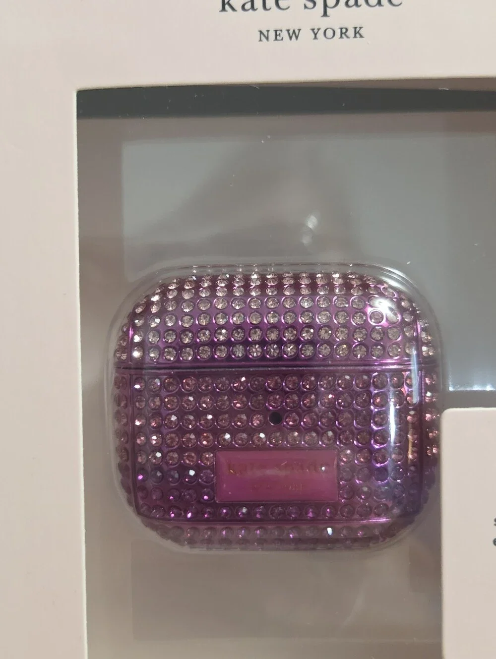 Kate Spade Gala Rhinestone Embossed Airpods Case, PINK NWT